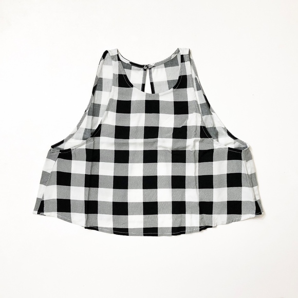 American Apparel Black and White Check Crop Top - Picture 2 of 8